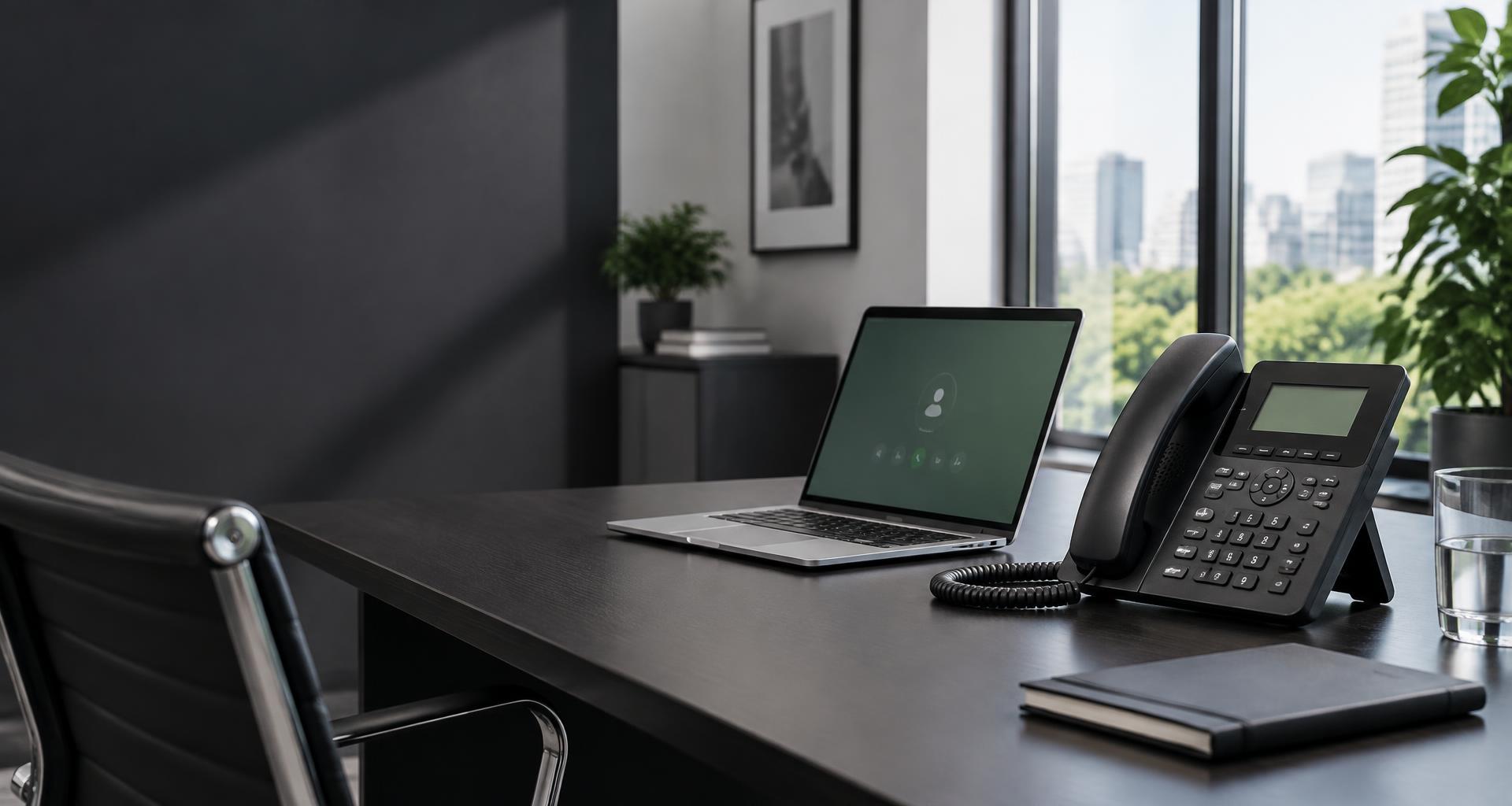 Telefone IP em um escritório empresarial